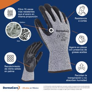 Guante anticorte nivel 5 de polietileno de alta densidad con nitrilo en palma - Image 3